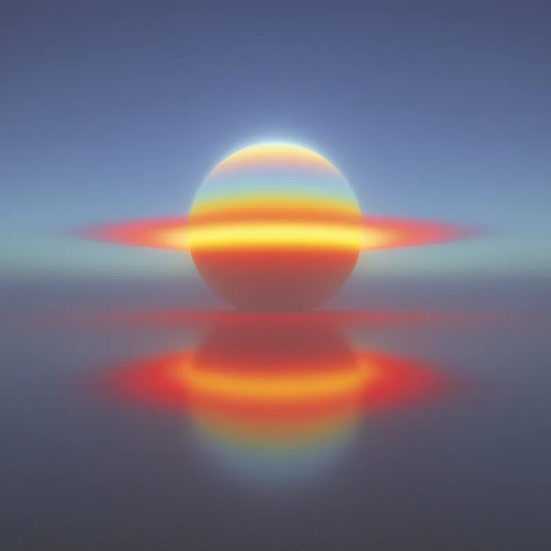 Glowing Abstract Planet Over Reflective Surface